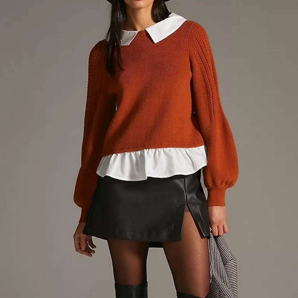 Anthropologie Maeve Textured Twofer Pullover Sweater